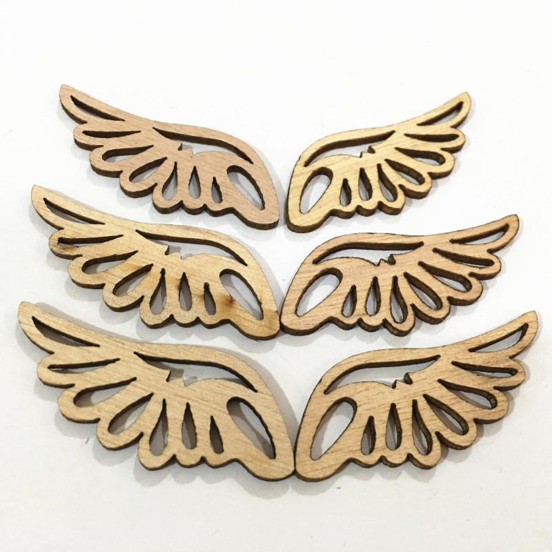 40pcs Angel Wings Log Color Wood Chips Non-porous Patch Children's Puzzle Materials