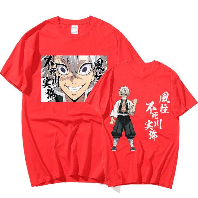 Anime Demon Slayer Shinazugawa Sanemi Cartoon Printed T-Shirt Manga Kimetsu No Yaiba Short Sleeves T Shirt Casual Cotton Tee Shirts Unisex Streetwear