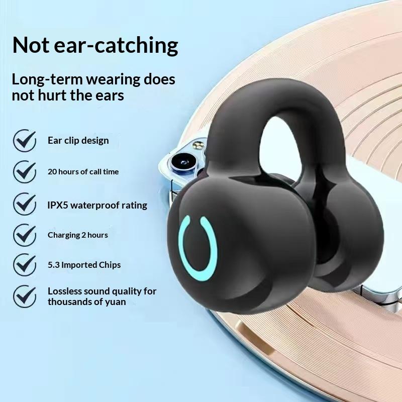Беспроводные Bluetooth-наушники Одиночные костной проводимости Клипса на ухо Музыкальные наушники Шумоподавление HD-звонки Спортивные игровые наушники