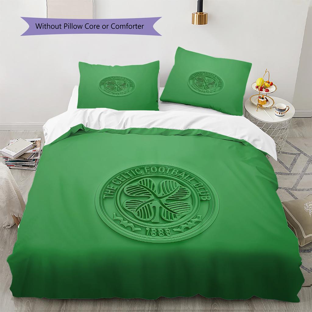 Celtic Football Club Pattern Bedding Quilt Set Home Decoration Gift (1 * duvet cover + 2 * pillowcase without core).xwn