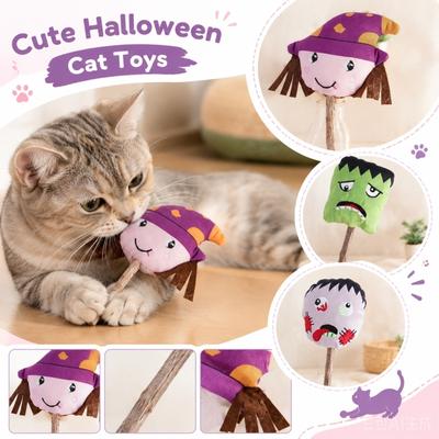 Игрушка для кошек на Хэллоуин, палочка с кошачьей мятой, плюшевая, наполненная кошачьей мятой, игрушка для прорезывания зубов у кошек с мягкой тканью и натуральной кошачьей мятой для интерактивной игры и жевания