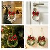 Small Fabric Decorations for Home Mini Christmas Wreath Ornament, Hanging Decoration with Plaid Bow And Atmosphere Metal Bells, Handmade Plush