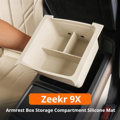 Подходит для ZEEKR 9X 2025 Автомобильный Специальный Бокс-подлокотник Силиконовый Бокс для хранения Оригинальный цвет Модификация интерьера Защита