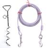 Трос для привязывания собак из нержавеющей стали - поводок для собак с двойной головкой, для кемпинга, для привязывания на открытом воздухе, для средних и больших домашних собак, летающий диск для собак, игрушки для собак