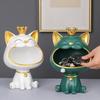 Украшение в виде счастливого кота, коробка для хранения конфет, большая емкость, декор из синтетической смолы, милая фигурка смеющегося котенка, статуэтка для крыльца, домашний декор
