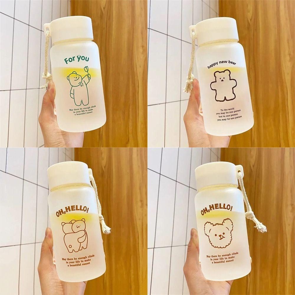 Простой Милый Медведь Уличный Стакан для Воды Прозрачная Матовая Бутылка для Воды