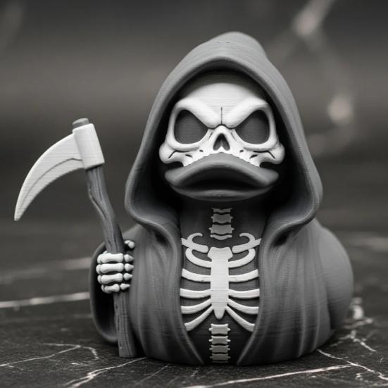 Scythe Фигурка Скелета Утки Смола Готическая Утка Орнамент Скелет Утки Коллекционная Статуэтка для Украшения на Хэллоуин Дом Офис Стол