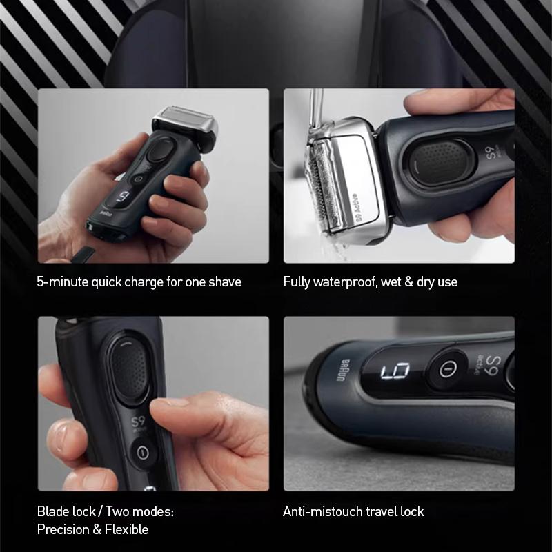 Braun Series 9 Active Shaver Magnetic Levitation Motor Sonic Gentle Vibration Technology AutoSense Intelligent Adaptation Wet & Dry Use