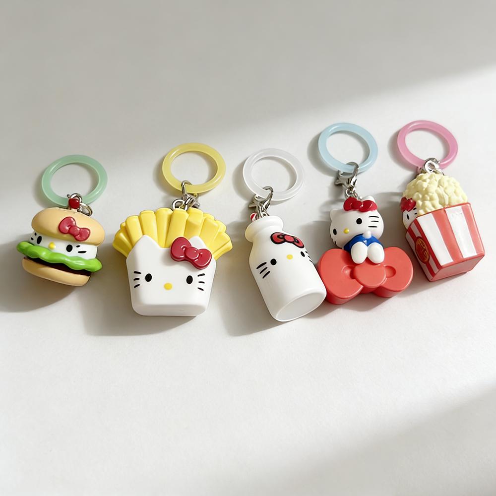 Sanrio 4 см Брелок Фигурка Хелло Китти Кошка Эльфы Аниме Кукла Кавайный Гамбургер Игрушка Украшение Рождественские Подарки Для Девочки Детей