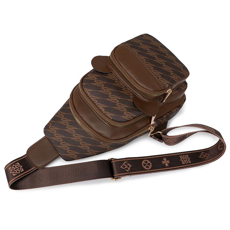 Print Chest Bag Women's Shoulder Bag Multi-Functional Soft Leather Crossbody Bag