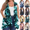 Women's Oversized Loose Casual Printed Sleeveless Vest With Pocket Cardigan Jacket Cardigan Jacket