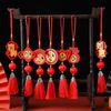 Chinese New Year Decoration Traditional Red Hanging Ornament Lucky Fu Pendant with Tassel for Spring Festival Home Office Car Tree Decor