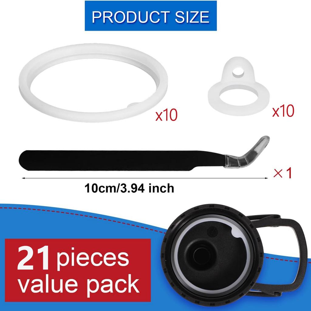 21 шт. Запасные силиконовые уплотнительные кольца для крышки бутылки для воды, силиконовые кольца для бутылки для воды для крышки-носика, разных размеров