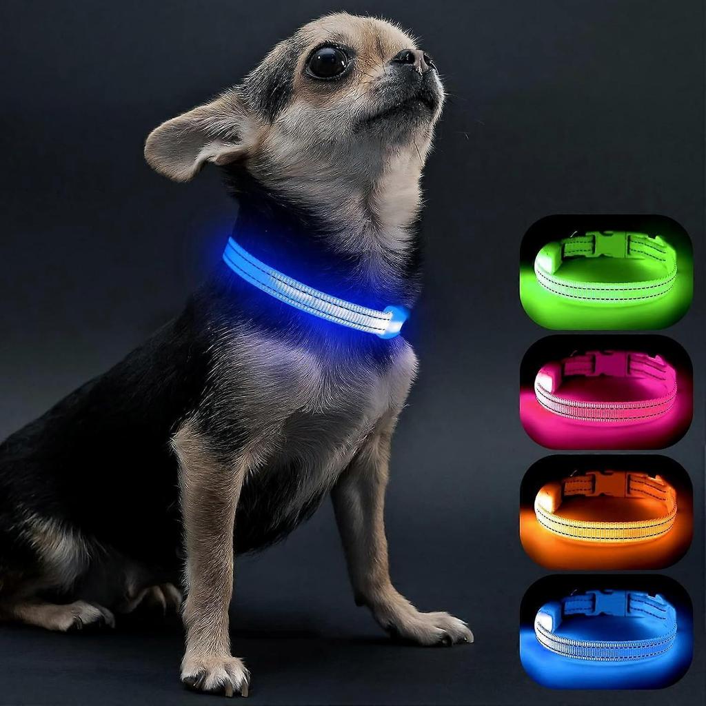 Light Up Dog Collars for Small Dogs,LED Dog Collar Light Rechargeable,Fully Adjustable Lighted Dog Collar,Glow in The Dark Dog Collars with Dog Lights