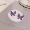 Purple Imitation Crystal Butterfly Earring for Women Cute Imitation Zircon Stud Earrings Jewelry Accessories