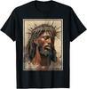 Black Jesus Shirt Face Of Jesus Cross With Crown Of Thorns Unisex T-Shirt