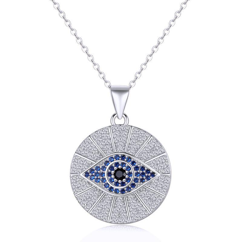 925 Sterling Silver Fine Pendant Necklace Eye Gemstone Trendy Zircon Encrusted for Anniversary Fashion Jewelry Making Women's