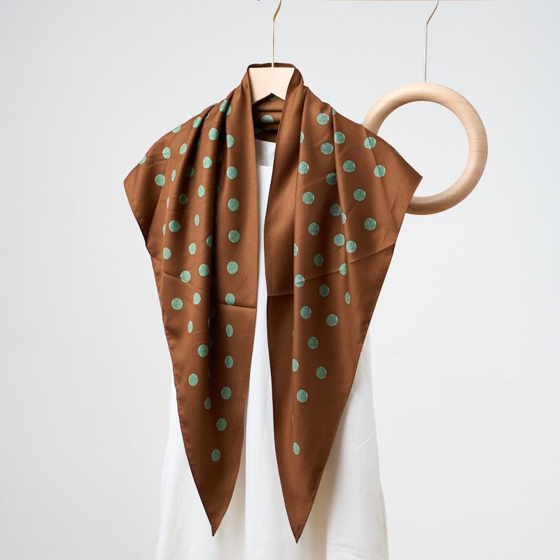 Women Versatile Polka Dot Print Imitated Silk Neck Scarf For Sun Protection Decoration
