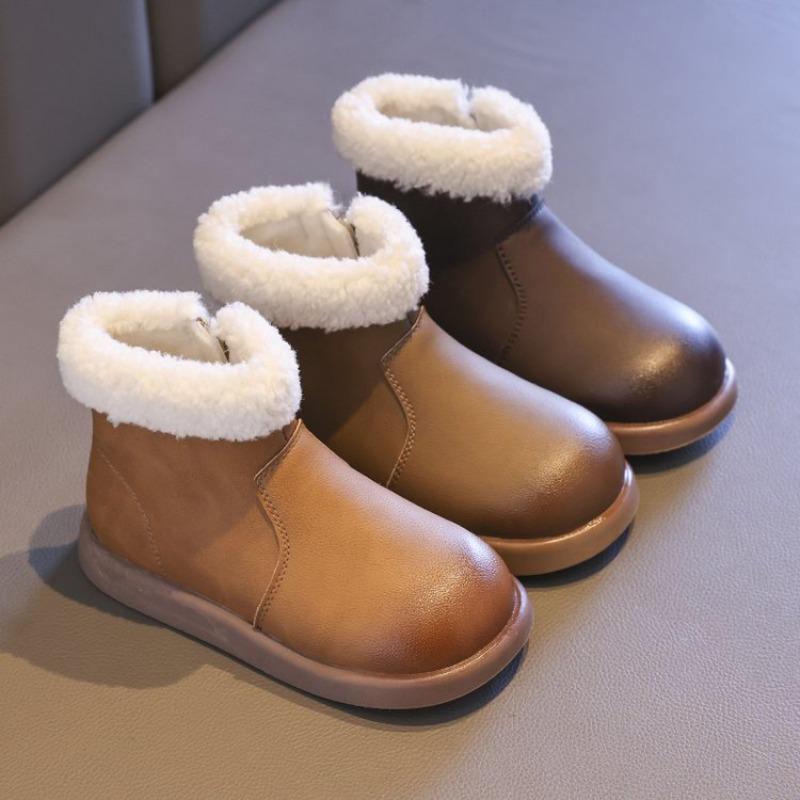 Winter Girl Snow Boots Warm Fluffy Children Cotton Boots for Boys Outdoor Versatile Fashion Causal Kids Ankle Boots Round-toe
