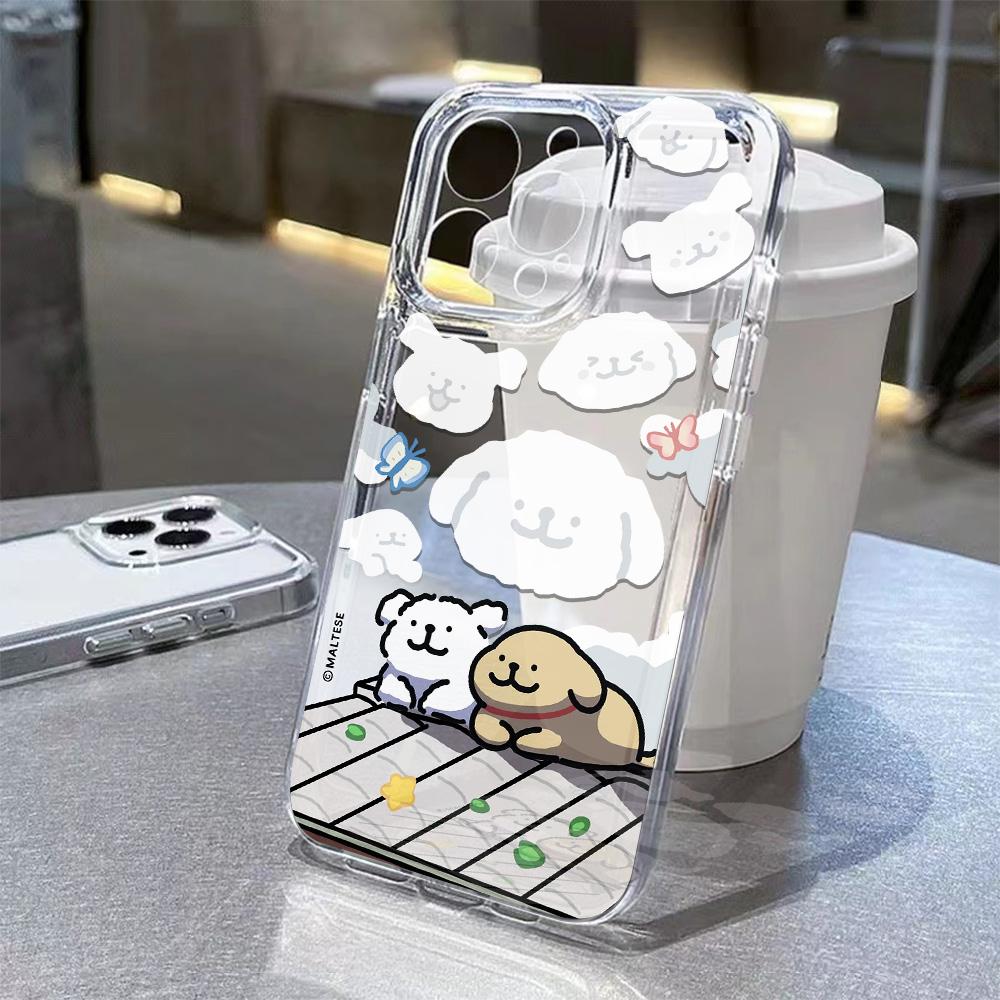 Summer Line Puppy Maltese Phone Case For Samsung Galaxy S25 S24 S23 S22 S21 S20 FE Note20 Note10 Edge Plus Ultra Lite 5G Cover