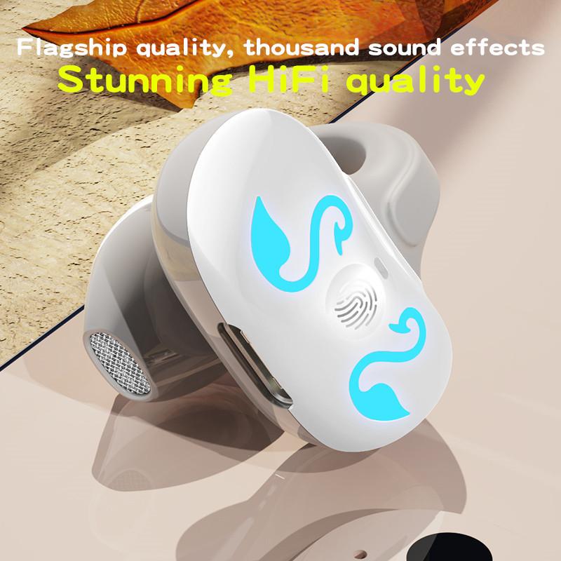 VAORLO Беспроводные наушники с прохладным дышащим светом, зажим для ушей, безболезненное ношение наушников, Bluetooth 5.3-гарнитура с HD-микрофоном для всех смартфонов