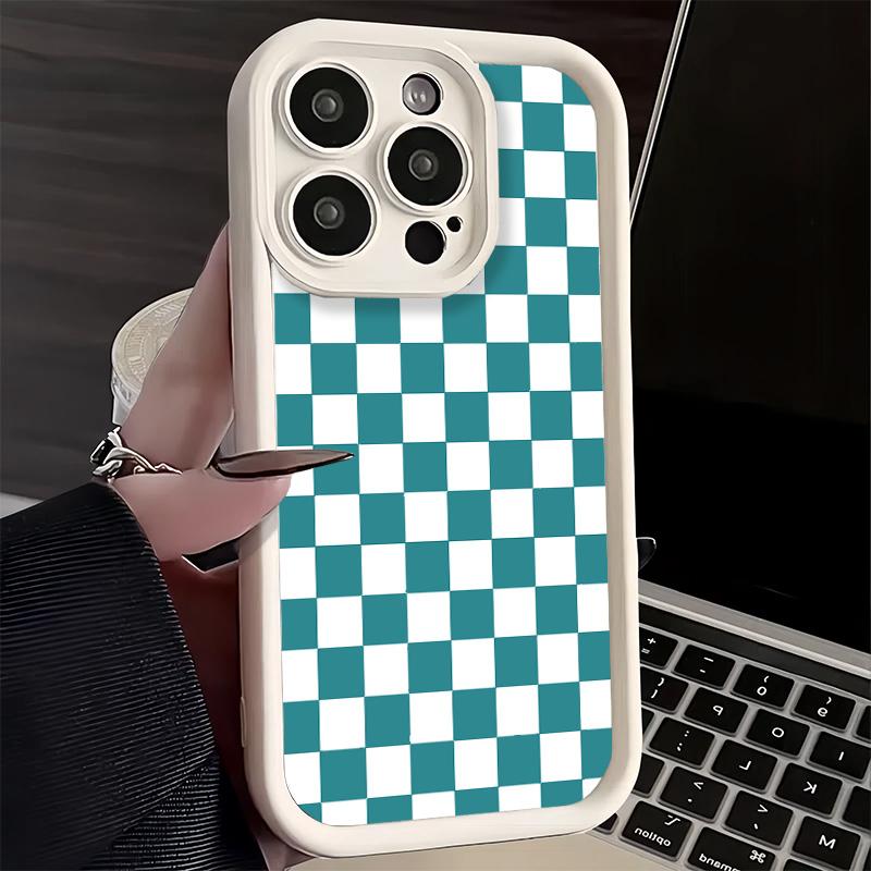 Чехол для телефона iPhone 17 Air 16E 15 16 Pro Max Ретро Классическая Шахматная Доска Клетка Чехол 14 Plus 13 12 Mini Мягкий Силиконовый Funda