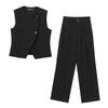 2024 Autumn Women's Asymmetrical Vest & Casual Pants - Euro-American Style Fashion