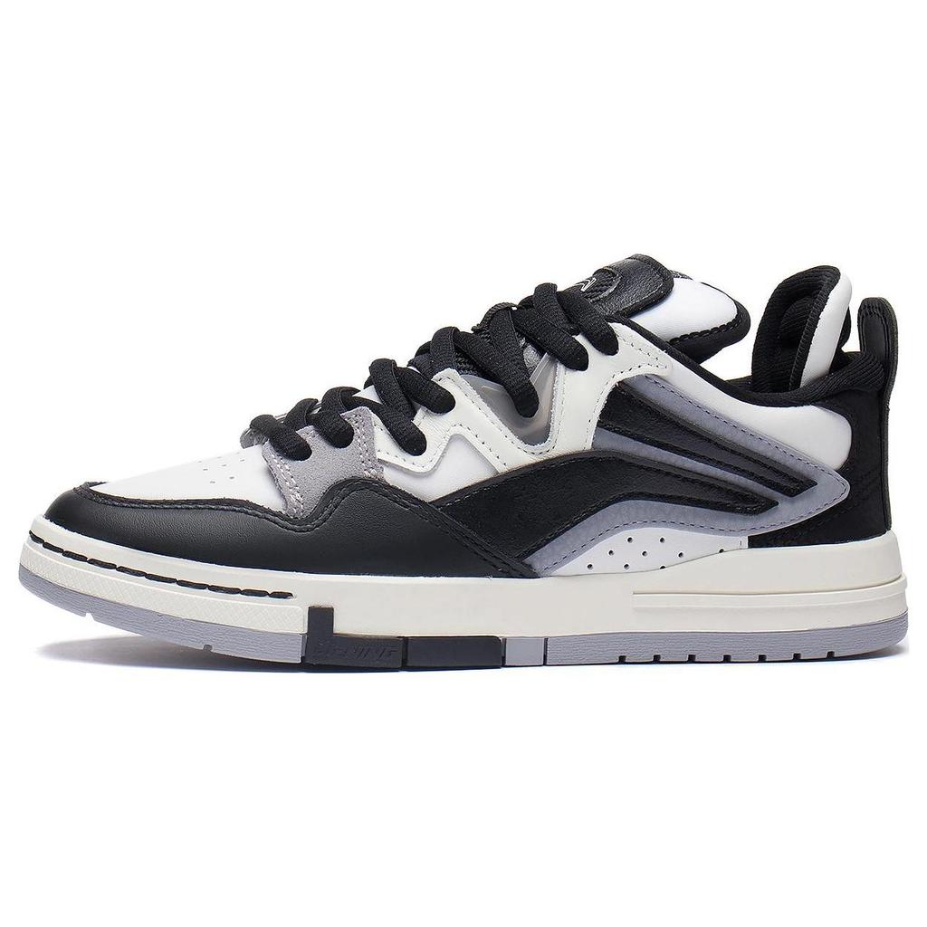 New LiNing Wave Pro Panda Anti Slip And Wear Resistant Lightweight Low Top Skateboard Shoes Women's Black White AECS064-1