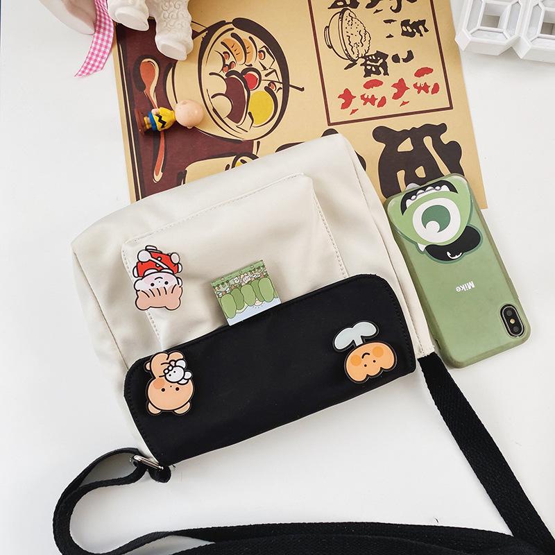 Милая сумка для телефона, студенческая сумка-мессенджер с алфавитом и застежкой-молнией, женская мини-холщовая сумка с рисунком из мультфильма