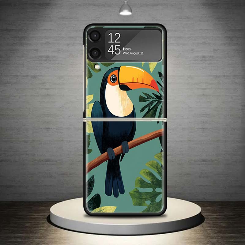 Чехол с тропическим туканом для Samsung Galaxy Z Flip 7 6 5 4 3 5G Ударопрочный чехол Z Flip7 Flip6 ZFlip5 Flip3 Flip4 Роскошный корпус