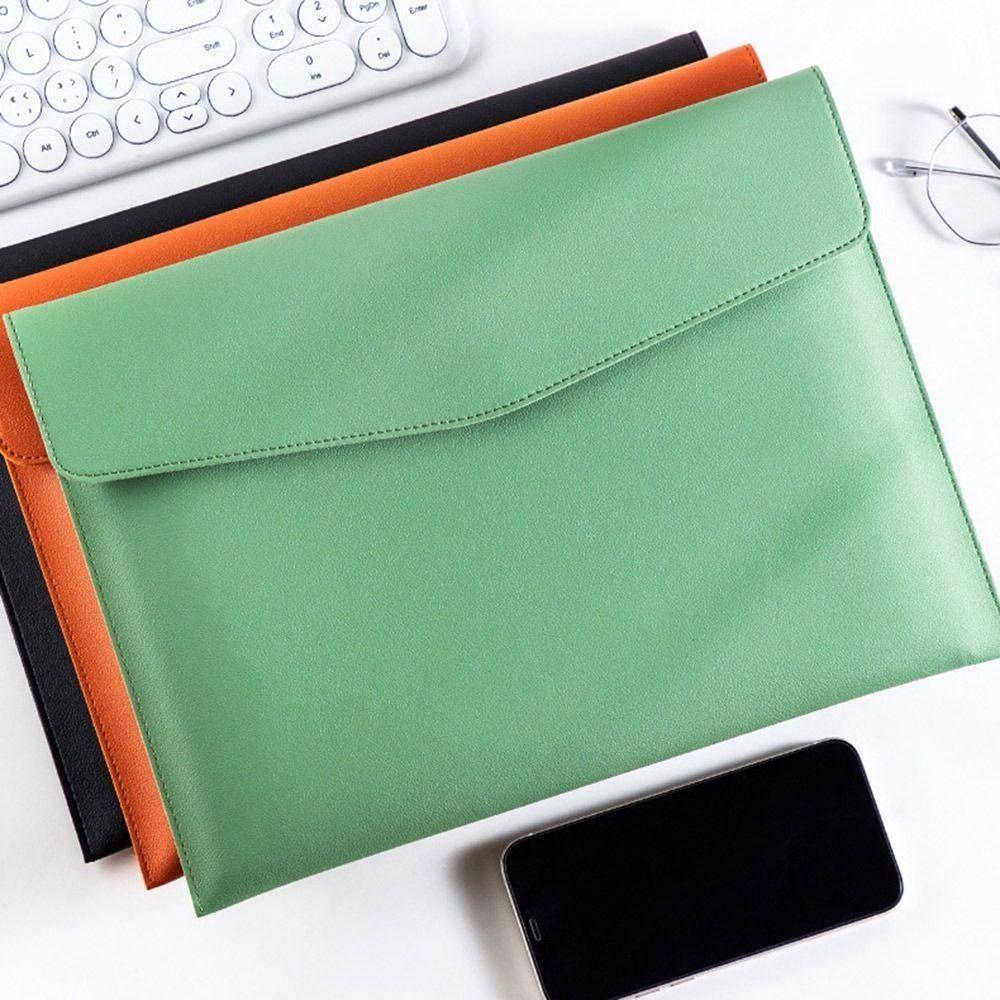 Large Capacity Leather Document Pouch Leather File Bag Stationery Dustproof Leather File Folder