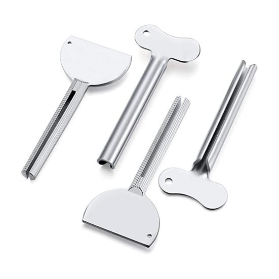 Выдавливатель зубной пасты Металлический выдавливатель тюбиков Нержавеющая сталь Форма ключа Ручной ролик для зубной пасты Портативный отжим для тюбиков для краски, крема для волос, косметики