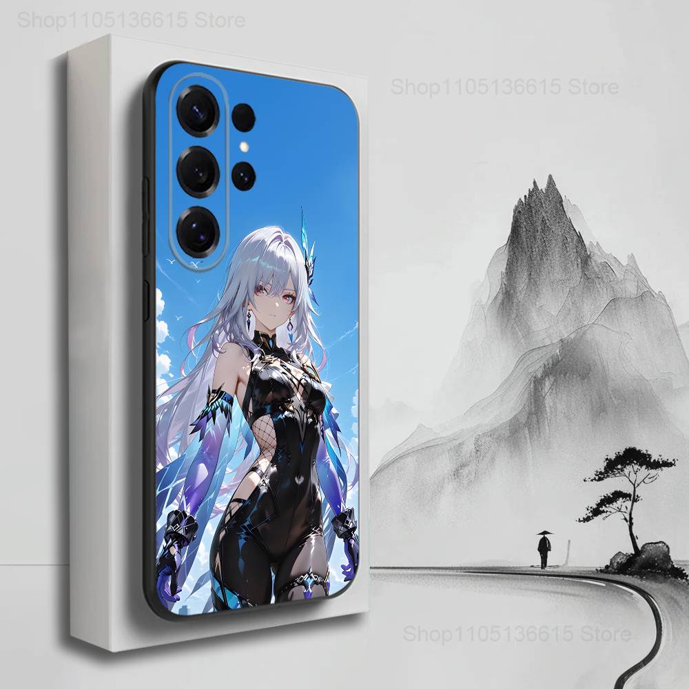 G-GENSHIN IMPACT S-Чехол Skirk Для Samsung S22,S21,S9,S25,S24,S23,Ultra,FE,S20,S10,Plus,Lite,Мягкий Силикон Черный