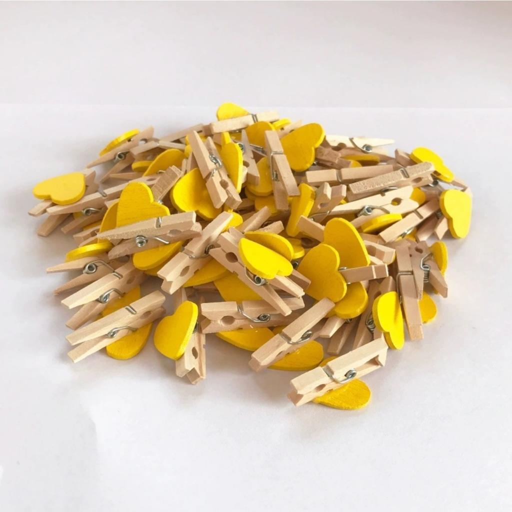 100pcs Photo Clips Heart Wooden Mini Clothes Pins for Scrapbooking, Arts & Crafts, Hanging Photos
