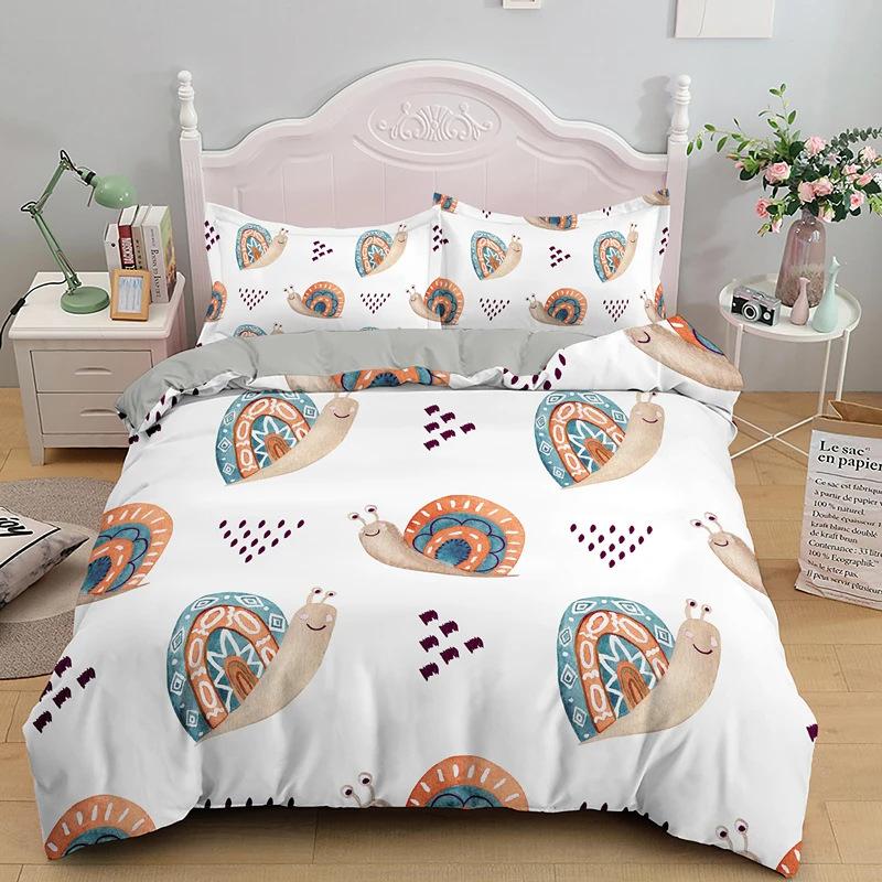 Cute Cartoon Snail Pattern Three-Piece Set Suitable For Boys And Girls Bedroom Decoration Bedding