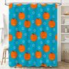 Halloween-Themed Shower Curtain With Blue Background And Pumpkin Pattern Suitable For Bathroom Decor Washable Waterproof Fabric