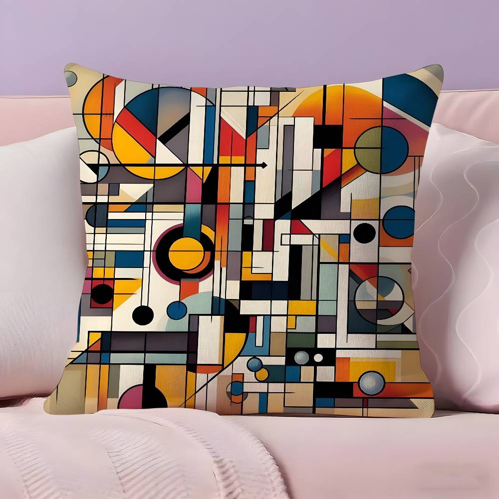 Abstract Painting PPiet Mondrian Art Pillow Case Ultra Soft Skin Friendly Fabric Cloud Like Comfort  Concealed Zipper