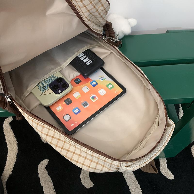 Женский легкий рюкзак большой емкости клетчатый рюкзак для школьников