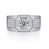 S925 Silver Set 1ct Moissanite Мужская мода Новое регулируемое кольцо Серебряные украшения