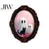 Vintage Ghost Fridge Decorations Halloween Dark Style Refrigerator Magnet, Retro Gothic Oval Photo Carved Portrait Magnets Frame