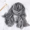 Korean Lace Patchwork Cotton and Linen Scarf Women's Linen Versatile Styles Thin and Long Winter Solid Color Silk Shawl