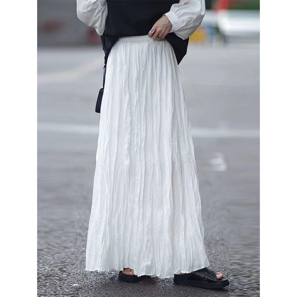 Skirt, Large Skirt, Pleated Skirt, Curved Skirt, Elasticated Waist, Crotch Pleated Skirt