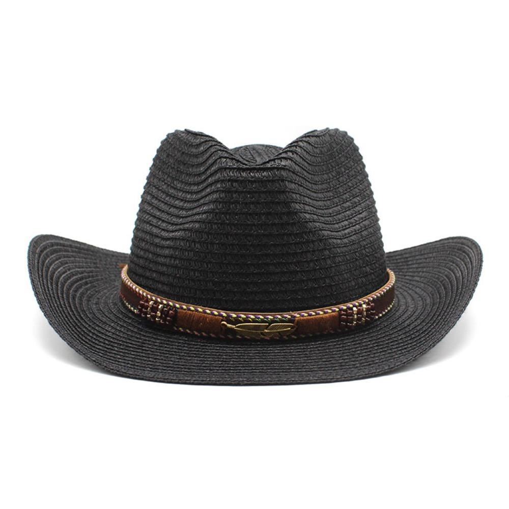 Summer Jazz Cap Fedoras Hats Sunscreen Straw Cowboy Hat Women Straw Cap Sun Hat Men Cowboy Hat