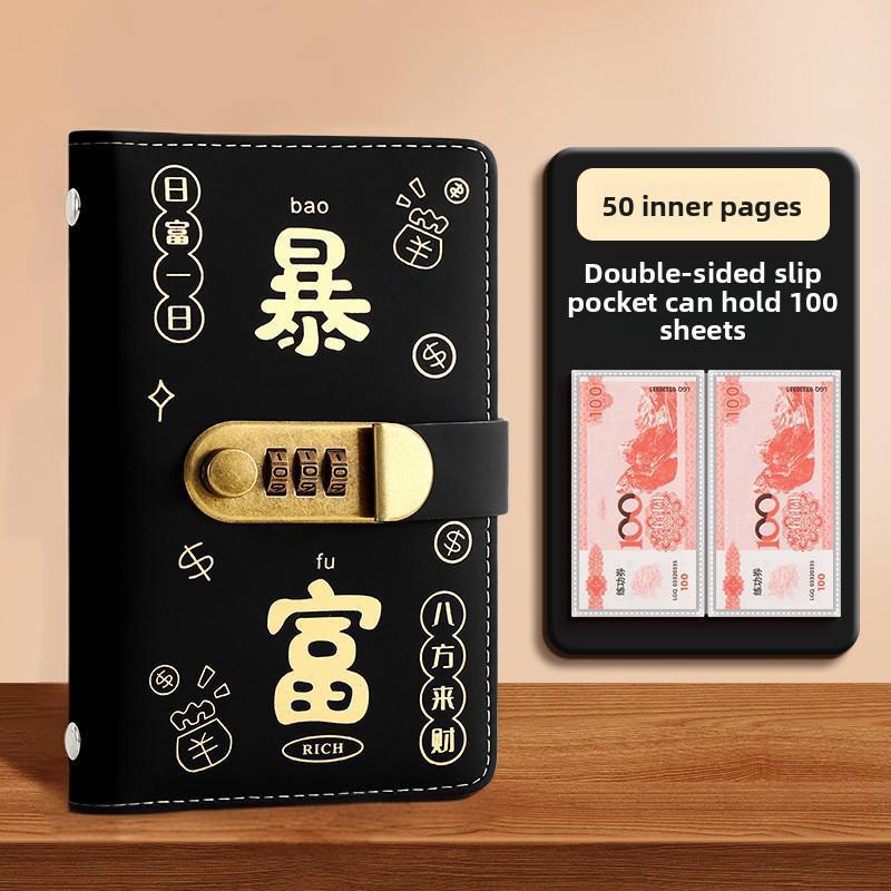 1 шт. 50 страниц Книга для учета Коллекционный буклет Изысканное двустороннее хранение Прочный с кодовым замком Удобный 17,8x12 см