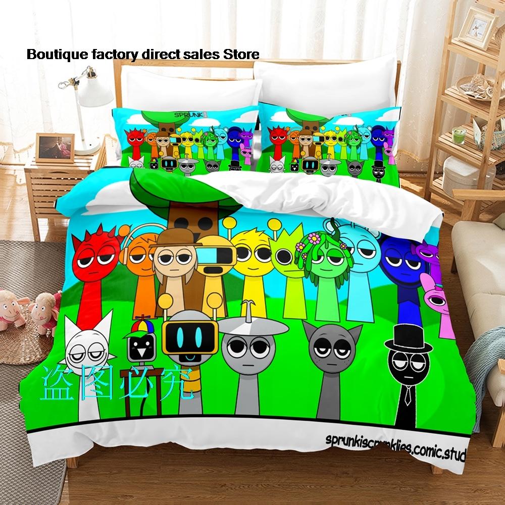 Комплект постельного белья Sprunki Односпальный Полуторный Двуспальный Евро Размер Кинг-Сайз Комплект для кровати Взрослый Детская Спальня Комплекты с пододеяльникомsprunki Аниме Parure De Lit Кровать 6
