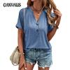 Spring Summer Women's T-Shirt Plus Size Solid Colour Twisted Button Fashion Short Sleeve Top
