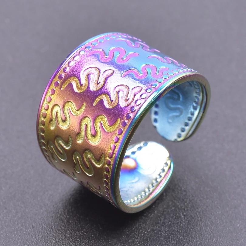 Массивное Неровное Широкое Кольцо Открытое Кольцо из Нержавеющей Стали Для Женщин Мужчин Аксессуары Индийские Украшения Винтажное Кольцо на Палец Bague Femme Подарок