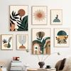Бохо Геометрические фигуры Листья Солнце Постеры и принты Холст Картина Скандинавские абстрактные настенные картины Гостиная Домашний декор