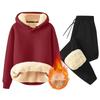 Set For Men 2 Piece Casual Long Sleeve Fleece Casual  Fuzzy Hooded Pullover Warm Pant Winter Sport