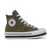 Converse Chuck Taylor All Star Platform Laye Comfortable Casual Leather Non-Slip Abrasion Resistant High Top Espadrilles Women's Green
